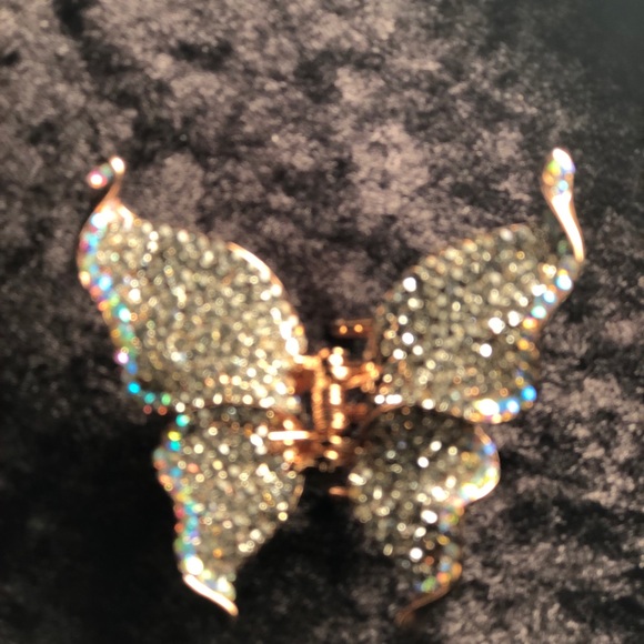 RHINESTONE/GOLD SET BUTTERFLY HAIRPIECE - Picture 12 of 14